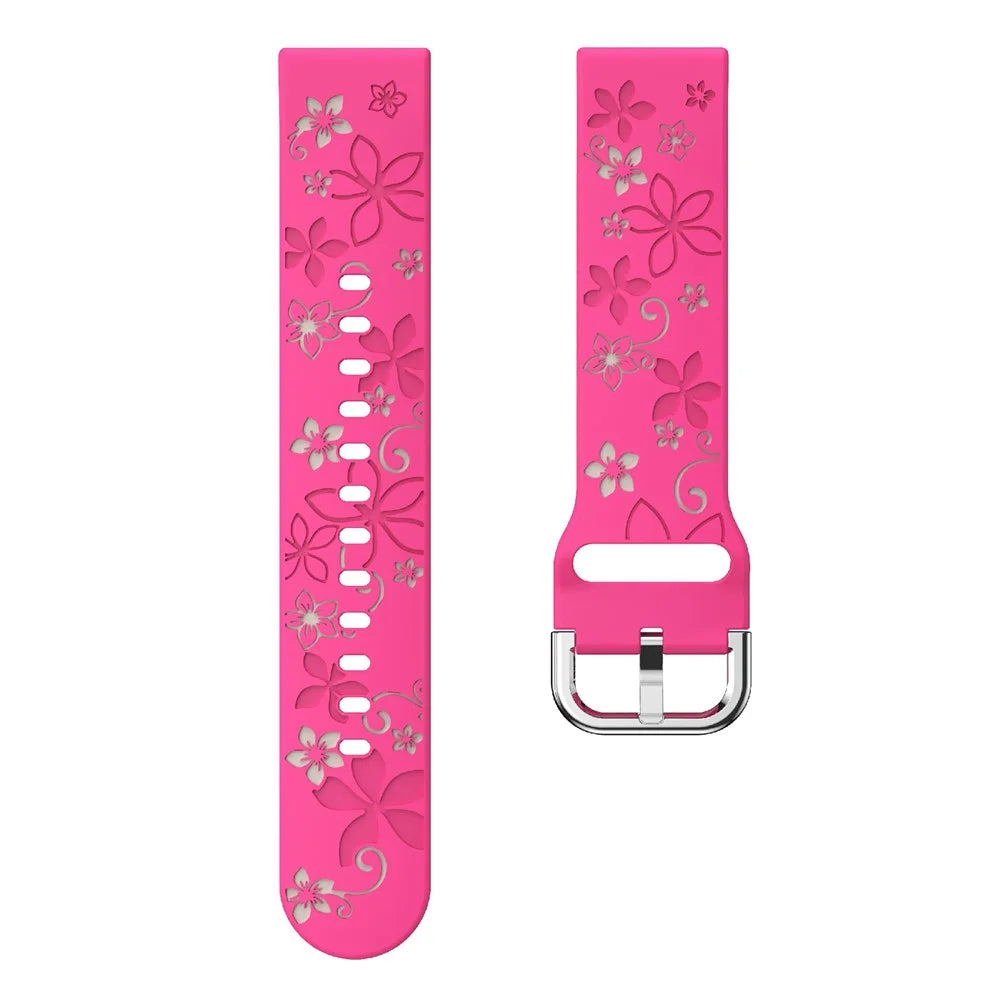 22mm Dual Color Carved Silicone Strap For Huawei Watch GT 6 / 5 / 5 Pro / 4 46mm Replacement Watch Band - Rose / Starlight - 2