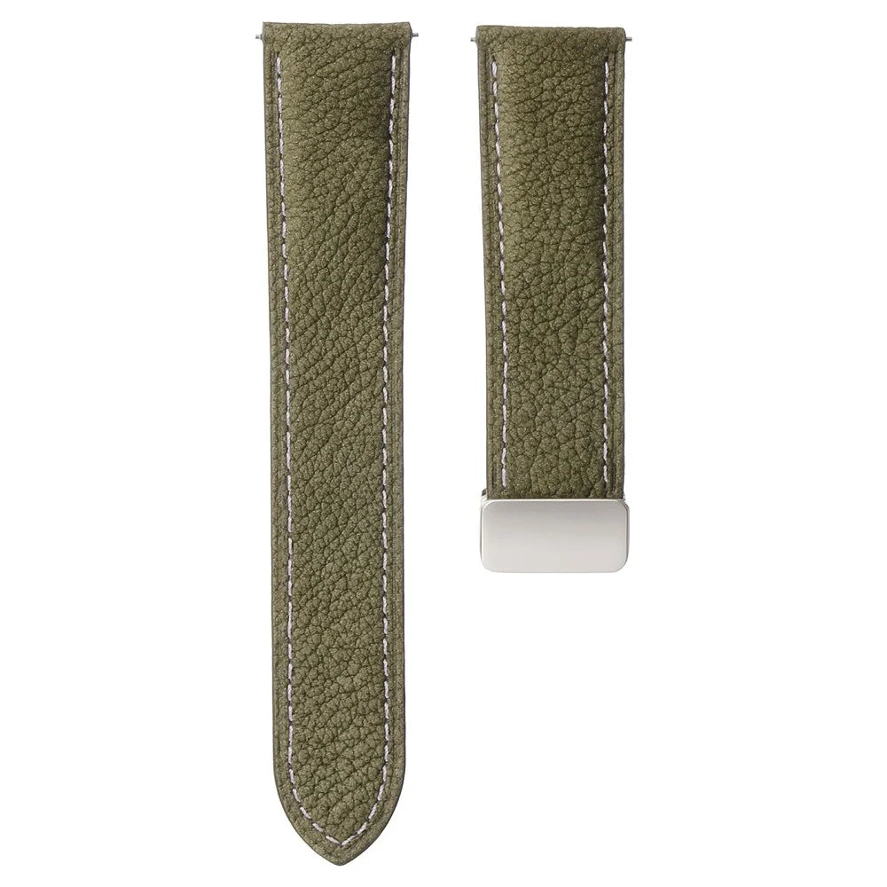 22mm Magnetic Clasp Watch Band for Huawei Watch GT 6 / 5 / 5 Pro / 4 46mm Oil Waxy Litchi Texture Genuine Leather Strap - Green - 3