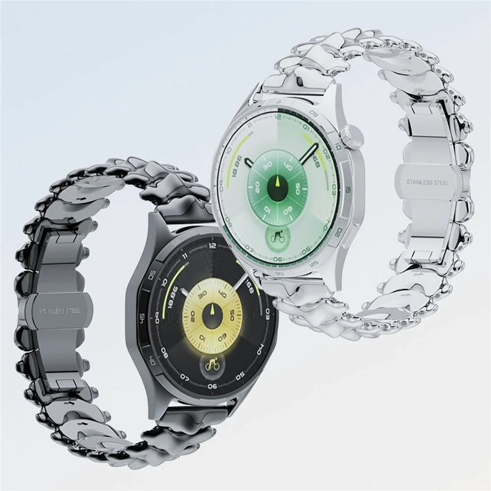 22mm Spine Design Zinc Alloy Strap for Huawei Watch GT 6 / 5 / 5 Pro / 4 46mm Watch Band with Butterfly Clasp - Black - 6