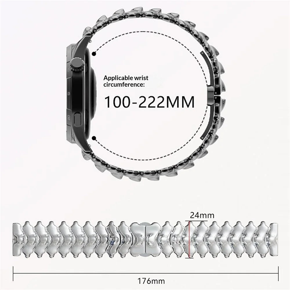22mm Spine Design Zinc Alloy Strap for Huawei Watch GT 6 / 5 / 5 Pro / 4 46mm Watch Band with Butterfly Clasp - Black - 7
