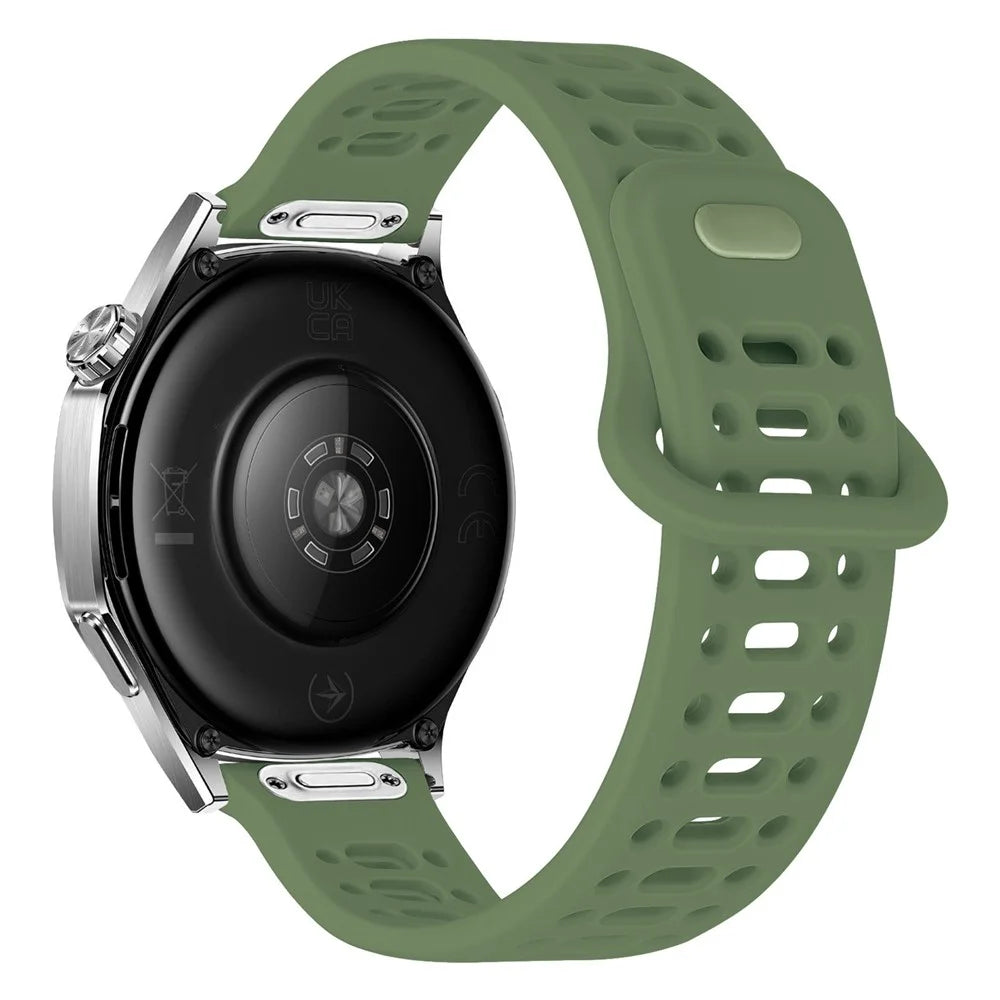 For Huawei Watch GT 6 46mm Silicone Watch Band 22mm Quick Release Button Hollow Reverse Buckle Wrist Strap - Lake Green - 1