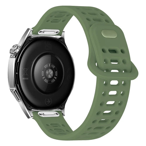 For Huawei Watch GT 6 46mm Silicone Watch Band 22mm Quick Release Button Hollow Reverse Buckle Wrist Strap - Lake Green - 1