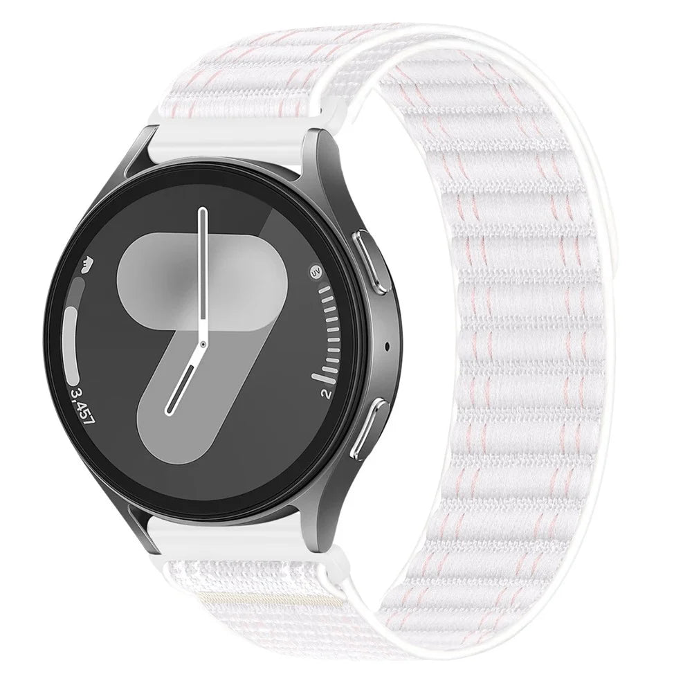 For Huawei Watch GT 6 46mm Nylon Watch Band 22mm Wave Pattern Magic Tape Closure Wrist Strap - White - 2