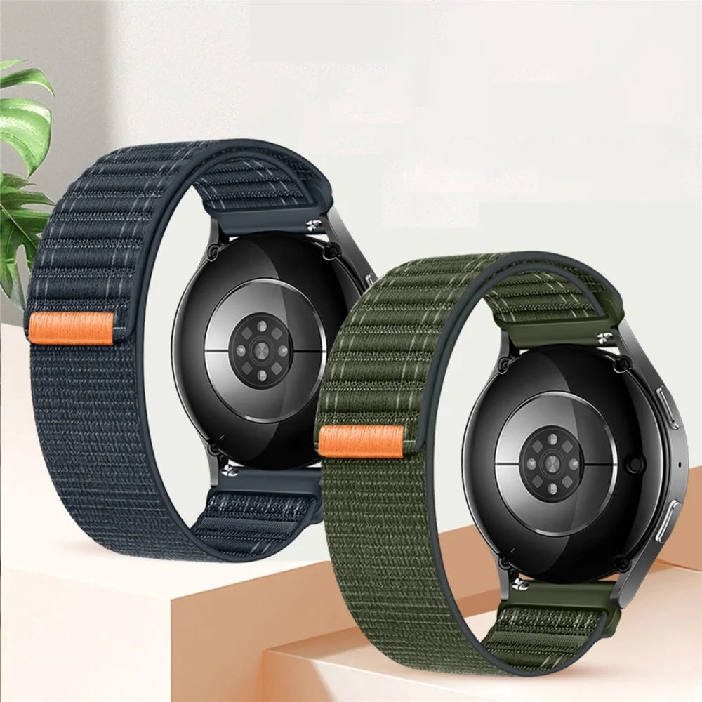 For Huawei Watch GT 6 46mm Nylon Watch Band 22mm Wave Pattern Magic Tape Closure Wrist Strap - White - 7