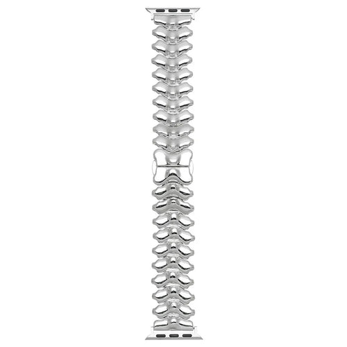 Spine Design Zinc Alloy Strap for Apple Watch Series 11 10 42mm  /  9 8 7 41mm  /  SE3 SE2 SE 6 5 4 40mm  /  3 2 1 38mm Watch Band with Butterfly Clasp - Silver - 1