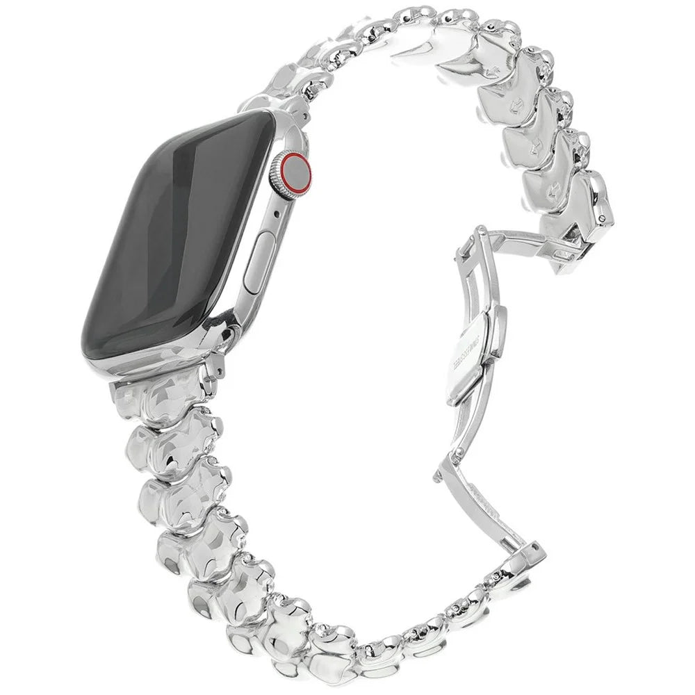 Spine Design Zinc Alloy Strap for Apple Watch Series 11 10 42mm  /  9 8 7 41mm  /  SE3 SE2 SE 6 5 4 40mm  /  3 2 1 38mm Watch Band with Butterfly Clasp - Silver - 2