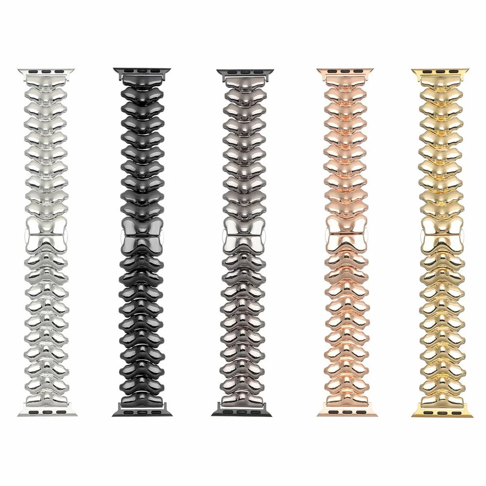 Spine Design Zinc Alloy Strap for Apple Watch Series 11 10 42mm  /  9 8 7 41mm  /  SE3 SE2 SE 6 5 4 40mm  /  3 2 1 38mm Watch Band with Butterfly Clasp - Silver - 7