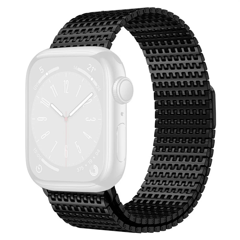Magnetic Loop Band for Apple Watch Series 11 10 42mm  /  9 8 7 41mm  /  SE3 SE2 SE 6 5 4 40mm  /  3 2 1 38mm Stainless Steel Watch Strap Needle-Link Design - Black - 1