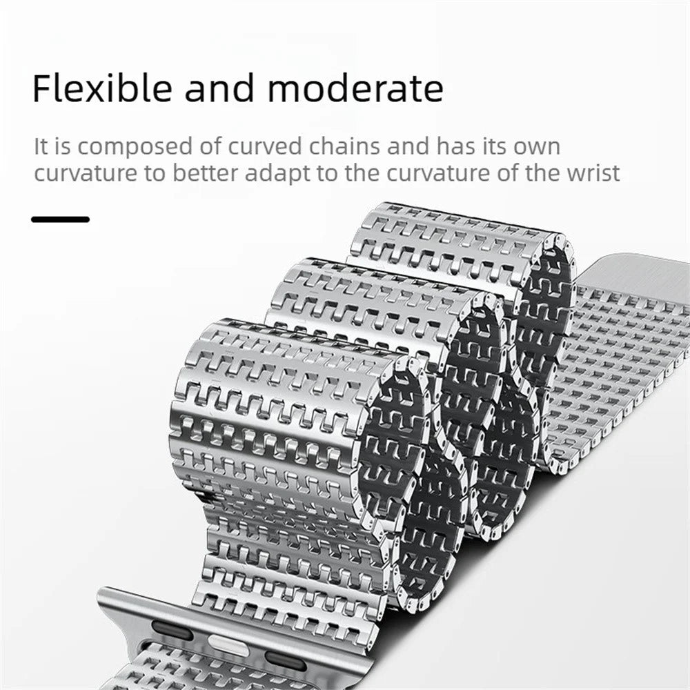 Magnetic Loop Band for Apple Watch Ultra 3 2 1 49mm  /  Series 11 10 46mm  /  9 8 7 45mm  /  SE3 SE2 SE 6 5 4 44mm  /  3 2 1 42mm Stainless Steel Watch Strap Needle-Link Design - Black - 4
