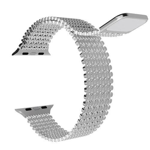 Stainless Steel Magnetic Strap for Apple Watch Series 11 10 42mm  /  9 8 7 41mm  /  SE3 SE2 SE 6 5 4 40mm  /  3 2 1 38mm Molecular Structure Design Watch Band - Silver - 1