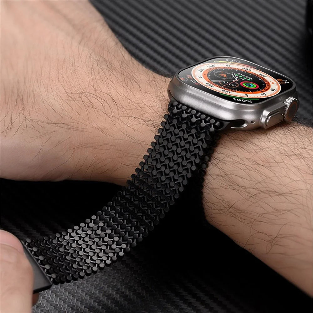 Stainless Steel Magnetic Strap for Apple Watch Series 11 10 42mm  /  9 8 7 41mm  /  SE3 SE2 SE 6 5 4 40mm  /  3 2 1 38mm Molecular Structure Design Watch Band - Silver - 7