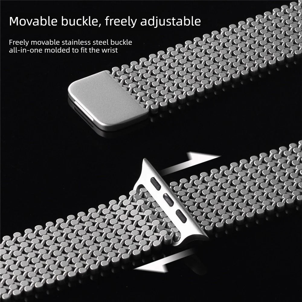 Stainless Steel Magnetic Strap for Apple Watch Ultra 3 2 1 49mm  /  Series 11 10 46mm  /  9 8 7 45mm  /  SE3 SE2 SE 6 5 4 44mm  /  3 2 1 42mm Molecular Structure Design Watch Band - Black - 5