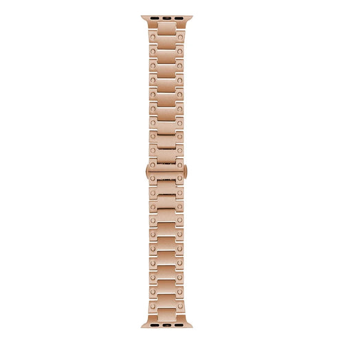Mechanical Style Metal Strap for Apple Watch Series 11 10 42mm / 9 8 7 41mm / SE3 SE2 SE 6 5 4 40mm / 3 2 1 38mm Watch Band with Butterfly Clasp - Rose Gold - 1