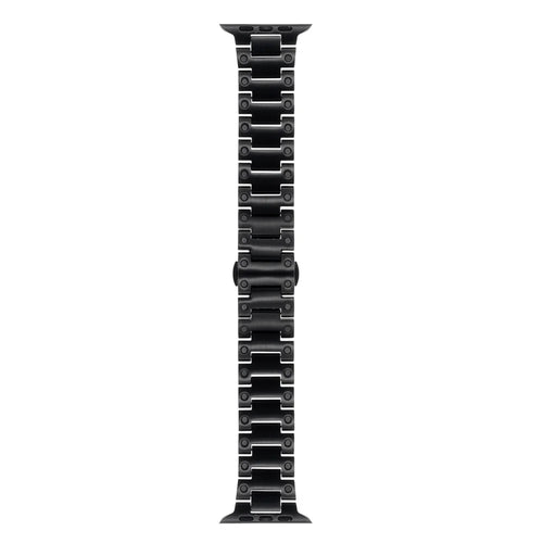 Mechanical Style Metal Strap for Apple Watch Ultra 3 2 1 49mm / Series 11 10 46mm / 9 8 7 45mm / SE3 SE2 SE 6 5 4 44mm / 3 2 1 42mm Watch Band with Butterfly Clasp - Black - 1