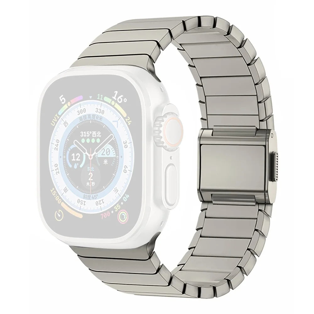 Replacement Band for Apple Watch Ultra 3 2 1 49mm  /  Series 11 10 46mm  /  9 8 7 45mm  /  SE3 SE2 SE 6 5 4 44mm  /  3 2 1 42mm Stainless Steel Watch Strap - Titanium - 1