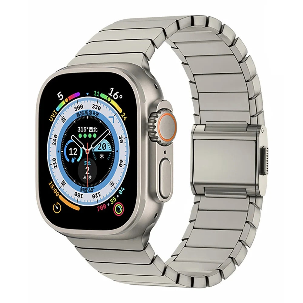 Replacement Band for Apple Watch Ultra 3 2 1 49mm  /  Series 11 10 46mm  /  9 8 7 45mm  /  SE3 SE2 SE 6 5 4 44mm  /  3 2 1 42mm Stainless Steel Watch Strap - Titanium - 2