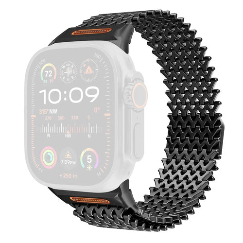 W-Shaped Magnetic Strap for Apple Watch Ultra 3 2 1 49mm  /  Series 11 10 46mm  /  9 8 7 45mm  /  SE3 SE2 SE 6 5 4 44mm  /  3 2 1 42mm Stainless Steel Watch Band - Black - 1