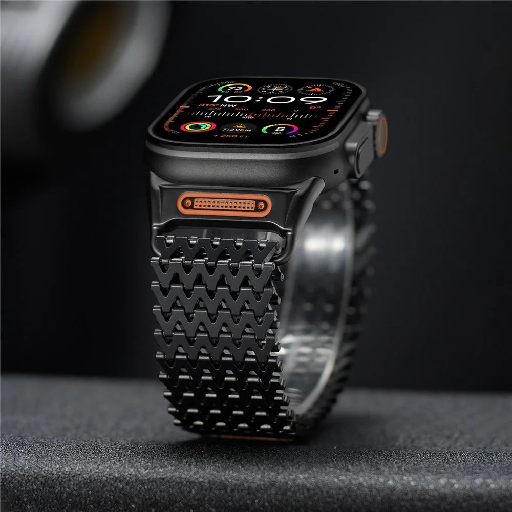 W-Shaped Magnetic Strap for Apple Watch Ultra 3 2 1 49mm  /  Series 11 10 46mm  /  9 8 7 45mm  /  SE3 SE2 SE 6 5 4 44mm  /  3 2 1 42mm Stainless Steel Watch Band - Black - 4