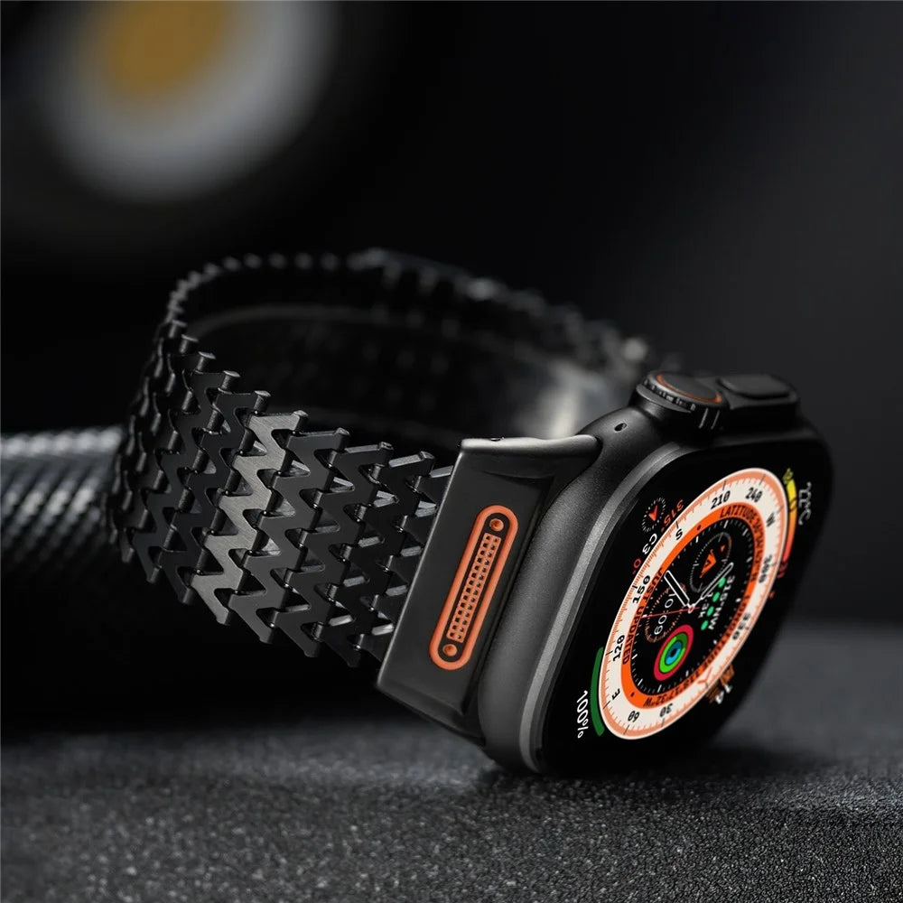 W-Shaped Magnetic Strap for Apple Watch Ultra 3 2 1 49mm  /  Series 11 10 46mm  /  9 8 7 45mm  /  SE3 SE2 SE 6 5 4 44mm  /  3 2 1 42mm Stainless Steel Watch Band - Black - 5
