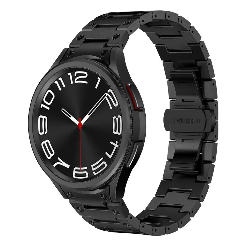 Mechanical Style Metal Strap for Samsung Galaxy Watch7 / 6 / 5 / 4 40mm 44mm Watch Band with Butterfly Clasp - Black - 2