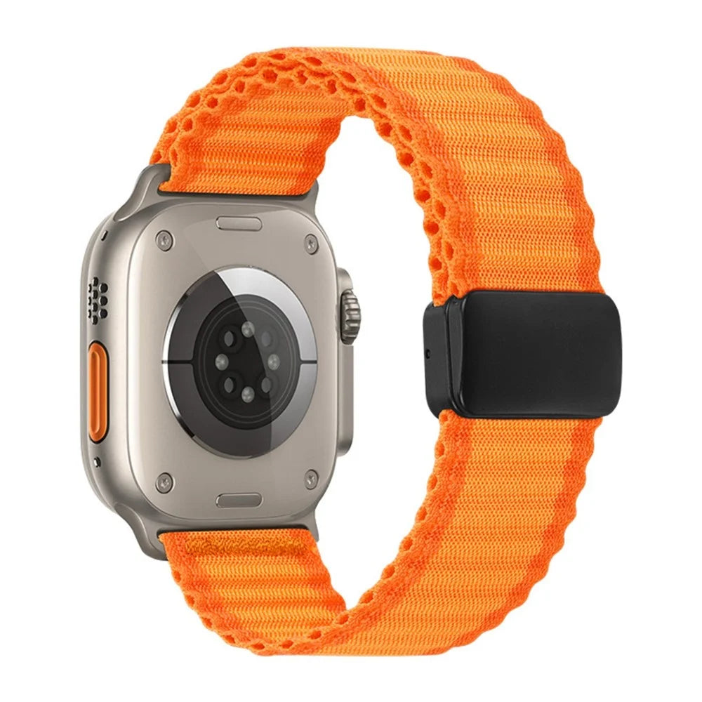 Magnetic Buckle Replacement Strap for Apple Watch Ultra 3 2 1 49mm  /  Series 11 10 46mm  /  9 8 7 45mm  /  SE3 SE2 SE 6 5 4 44mm  /  3 2 1 42mm Nylon Loop Watch Band - Orange - 1