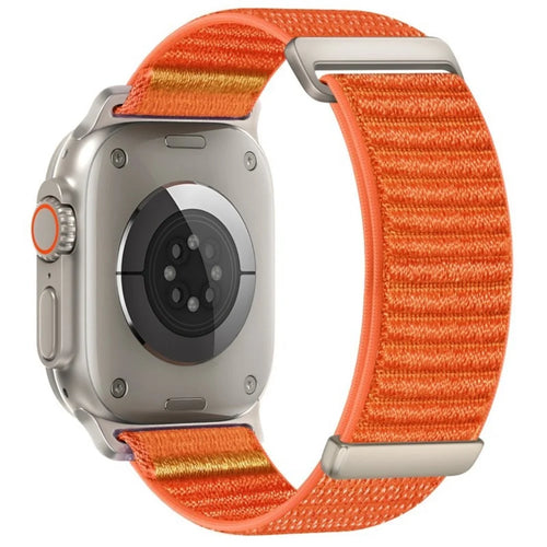 Watch Band For Apple Watch Series 11 10 42mm  /  9 8 7 41mm  /  SE3 SE2 SE 6 5 4 40mm  /  3 2 1 38mm Two-Piece Magic Tape Nylon Woven Wrist Strap - Orange - 1