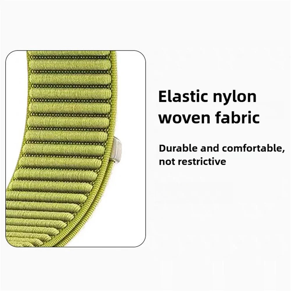 Watch Band For Apple Watch Series 11 10 42mm  /  9 8 7 41mm  /  SE3 SE2 SE 6 5 4 40mm  /  3 2 1 38mm Two-Piece Magic Tape Nylon Woven Wrist Strap - Orange - 6