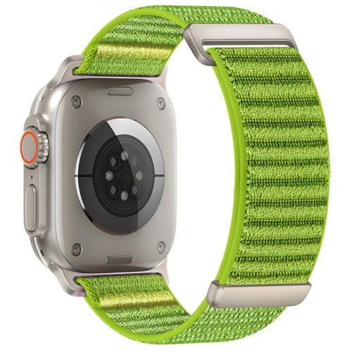 Watch Band For Apple Watch Ultra 3 2 1 49mm  /  Series 11 10 46mm  /  9 8 7 45mm  /  SE3 SE2 SE 6 5 4 44mm  /  3 2 1 42mm Two-Piece Magic Tape Nylon Woven Wrist Strap - Green - 1
