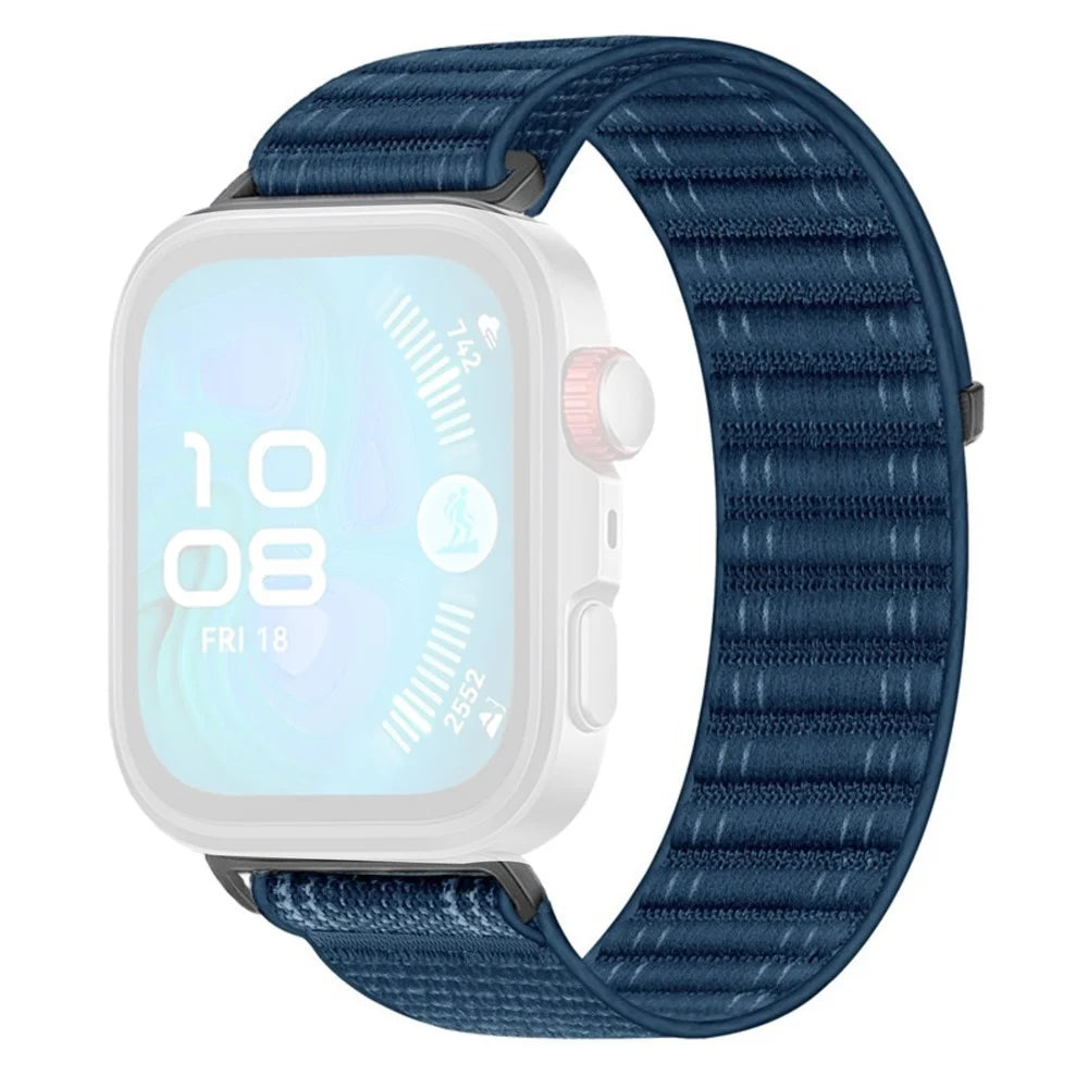 Woven Nylon Watch Band for Huawei Watch Fit 4 Pro / Fit 4 / Fit 3 Breathable Magic Tape Closure Replacement Strap - Sapphire - 1