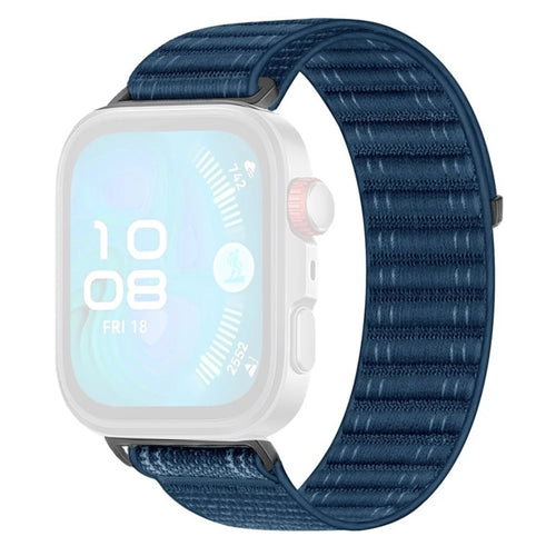 Woven Nylon Watch Band for Huawei Watch Fit 4 Pro / Fit 4 / Fit 3 Breathable Magic Tape Closure Replacement Strap - Sapphire - 1