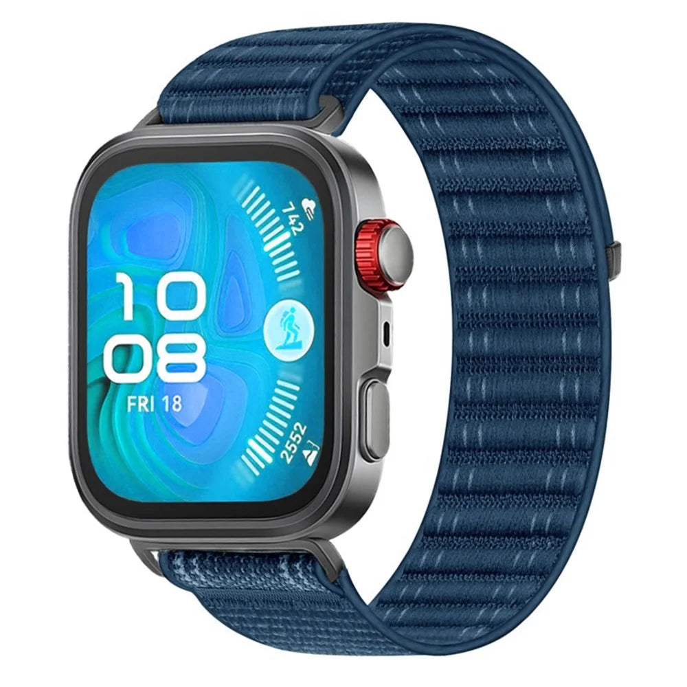 Woven Nylon Watch Band for Huawei Watch Fit 4 Pro / Fit 4 / Fit 3 Breathable Magic Tape Closure Replacement Strap - Sapphire - 2