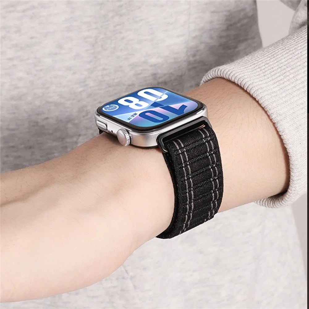 Woven Nylon Watch Band for Huawei Watch Fit 4 Pro / Fit 4 / Fit 3 Breathable Magic Tape Closure Replacement Strap - Sapphire - 4
