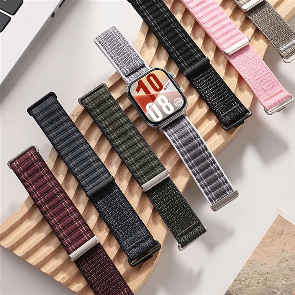Woven Nylon Watch Band for Huawei Watch Fit 4 Pro / Fit 4 / Fit 3 Breathable Magic Tape Closure Replacement Strap - Sapphire - 7