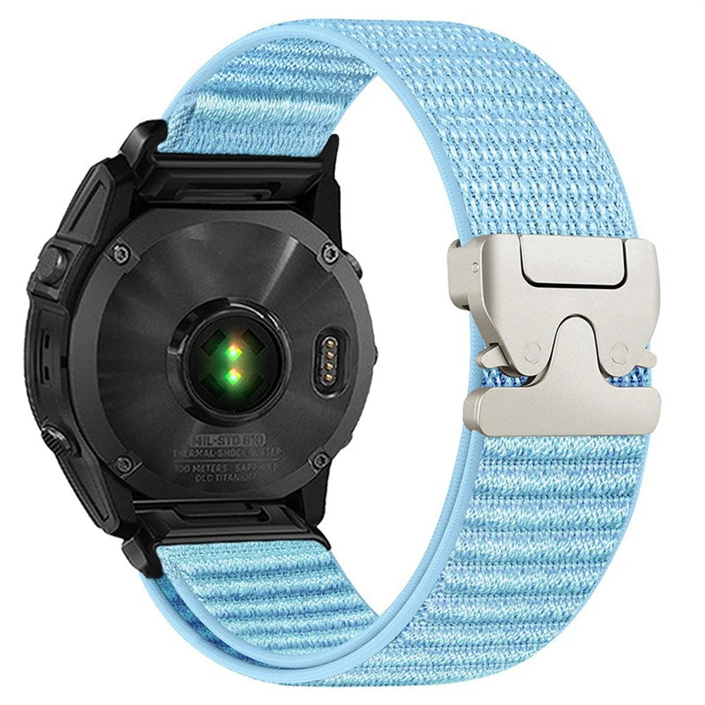 Nylon Watch Band for Garmin Fenix 7S Pro 42mm / 7S / 6S Pro QuickFit 20mm Parachute Buckle Woven Wrist Strap with Stainless Steel Connector - Blue - 1
