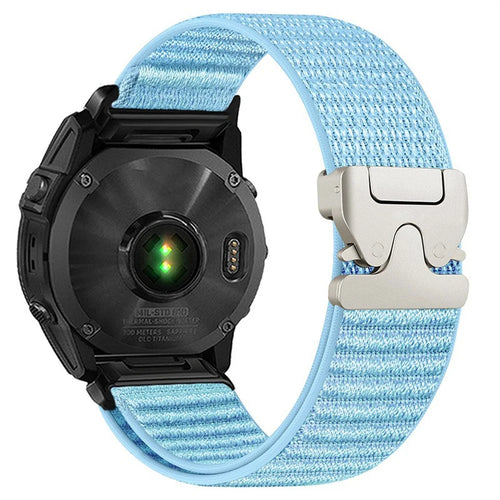 Nylon Watch Band for Garmin Fenix 7S Pro 42mm / 7S / 6S Pro QuickFit 20mm Parachute Buckle Woven Wrist Strap with Stainless Steel Connector - Blue - 1