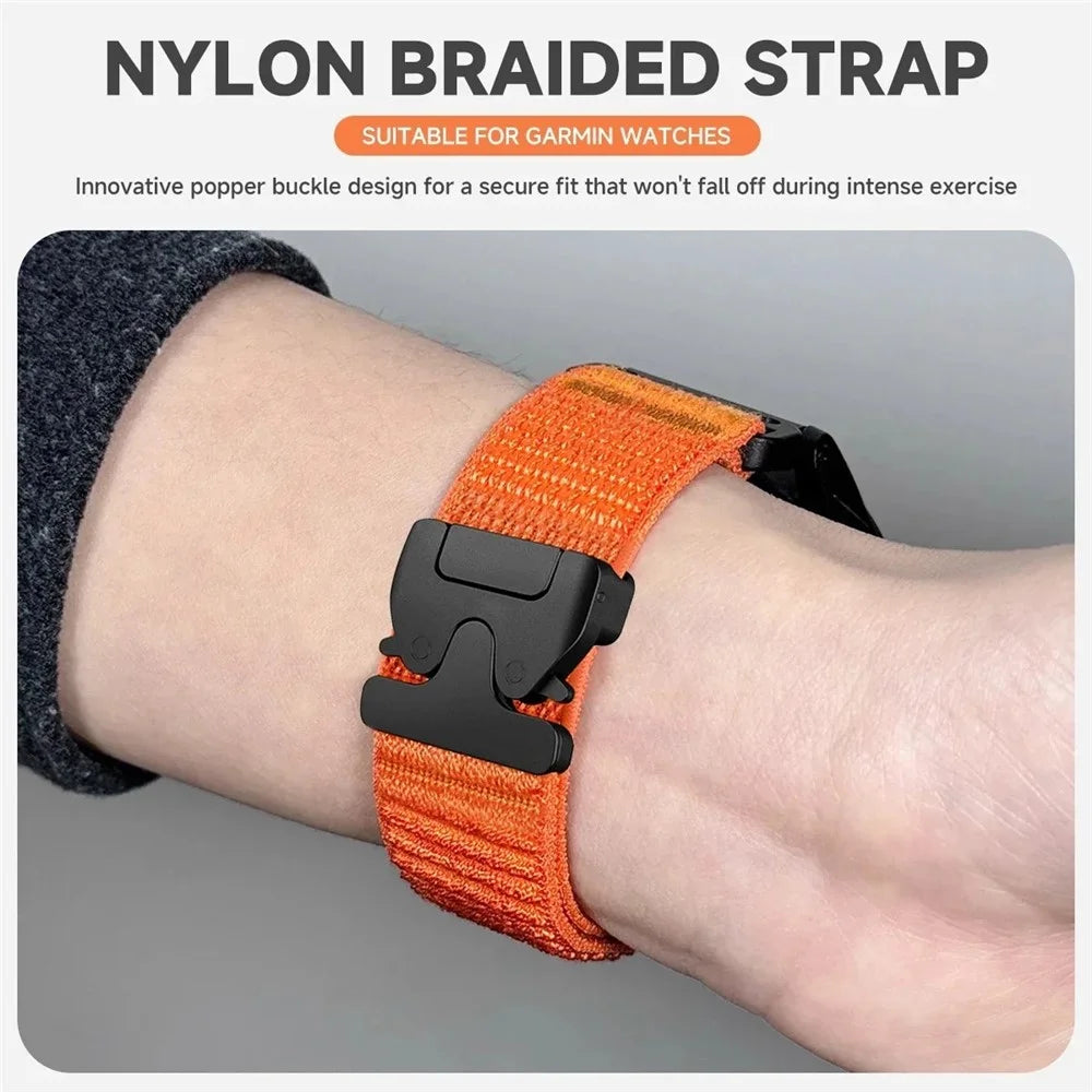 Nylon Watch Band for Garmin Fenix 7 Pro 47mm / 7 / 6 Pro QuickFit 22mm Parachute Buckle Woven Wrist Strap with Stainless Steel Connector - Purple - 3