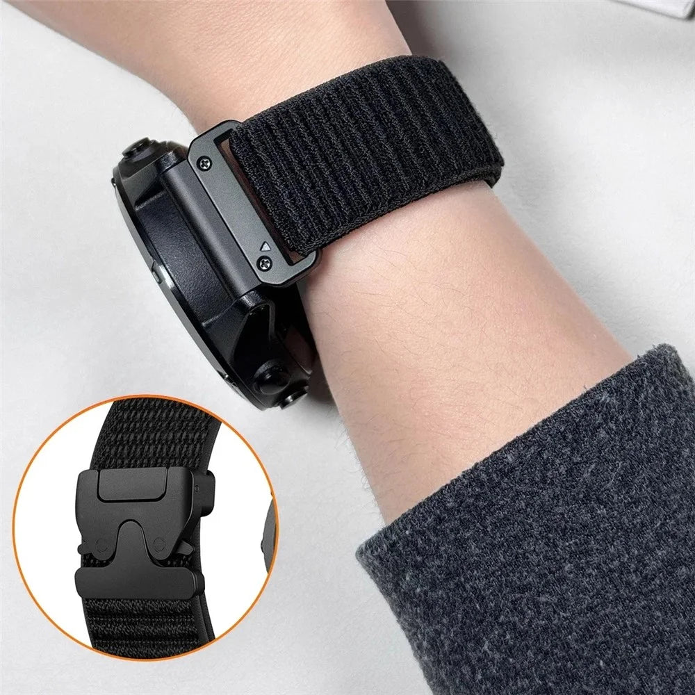 Nylon Watch Band for Garmin Fenix 7 Pro 47mm / 7 / 6 Pro QuickFit 22mm Parachute Buckle Woven Wrist Strap with Stainless Steel Connector - Purple - 5