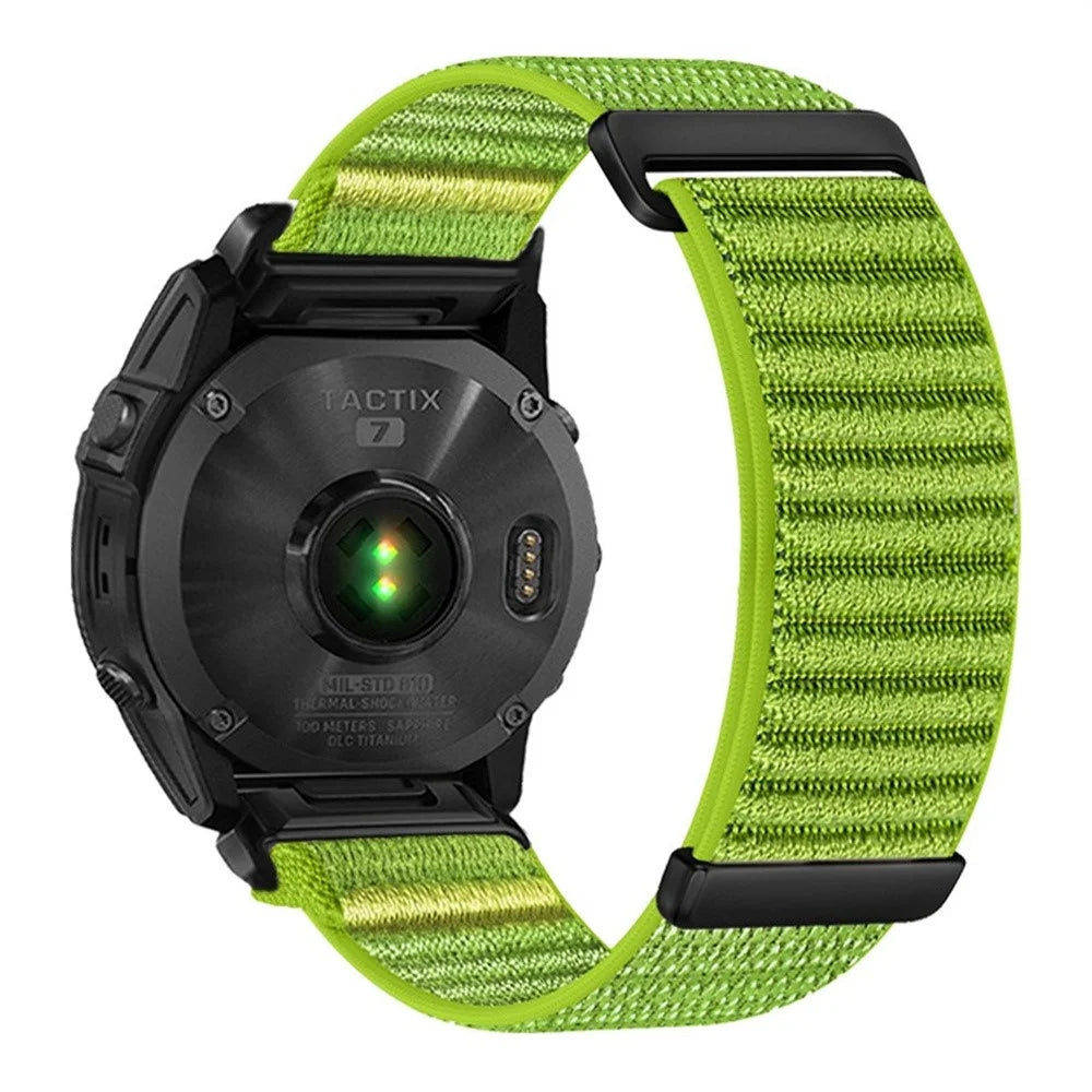 26mm Watch Band For Garmin Fenix 7X  /  7X Pro 51mm  /  6X  /  6X Pro Two-Piece Magic Tape Nylon Woven Wrist Strap - Light Green - 1