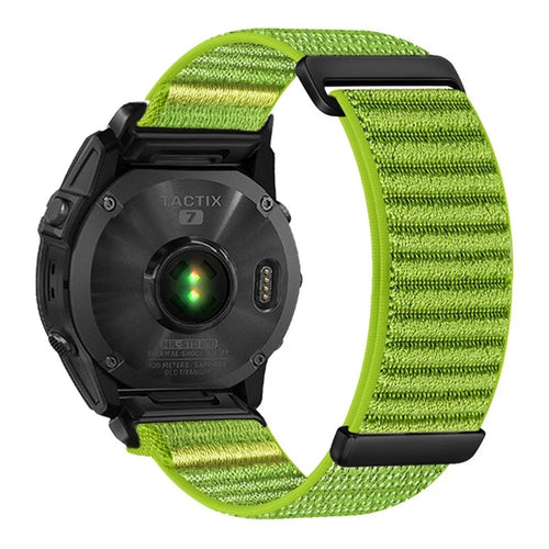 26mm Watch Band For Garmin Fenix 7X  /  7X Pro 51mm  /  6X  /  6X Pro Two-Piece Magic Tape Nylon Woven Wrist Strap - Light Green - 1