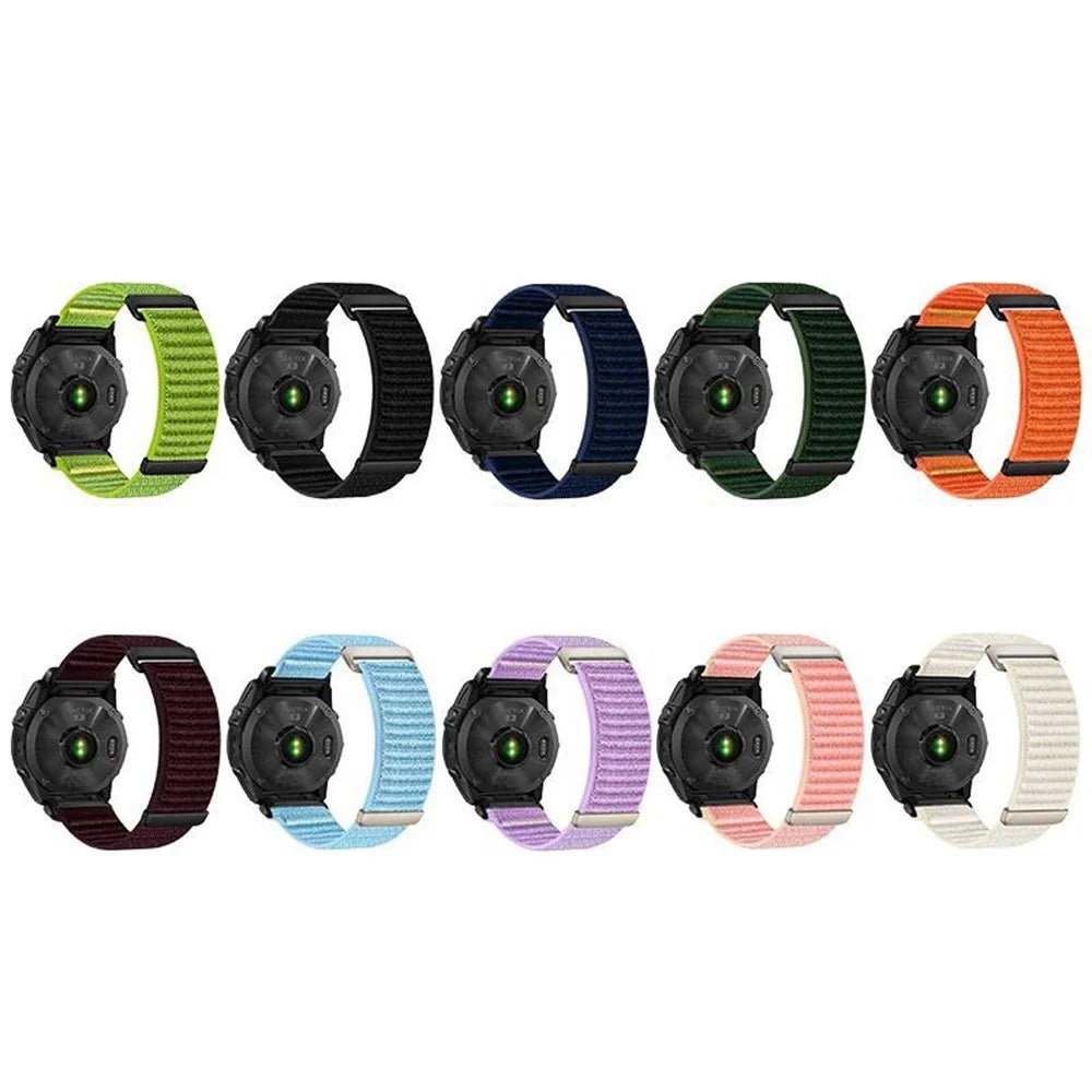 26mm Watch Band For Garmin Fenix 7X  /  7X Pro 51mm  /  6X  /  6X Pro Two-Piece Magic Tape Nylon Woven Wrist Strap - Light Green - 7