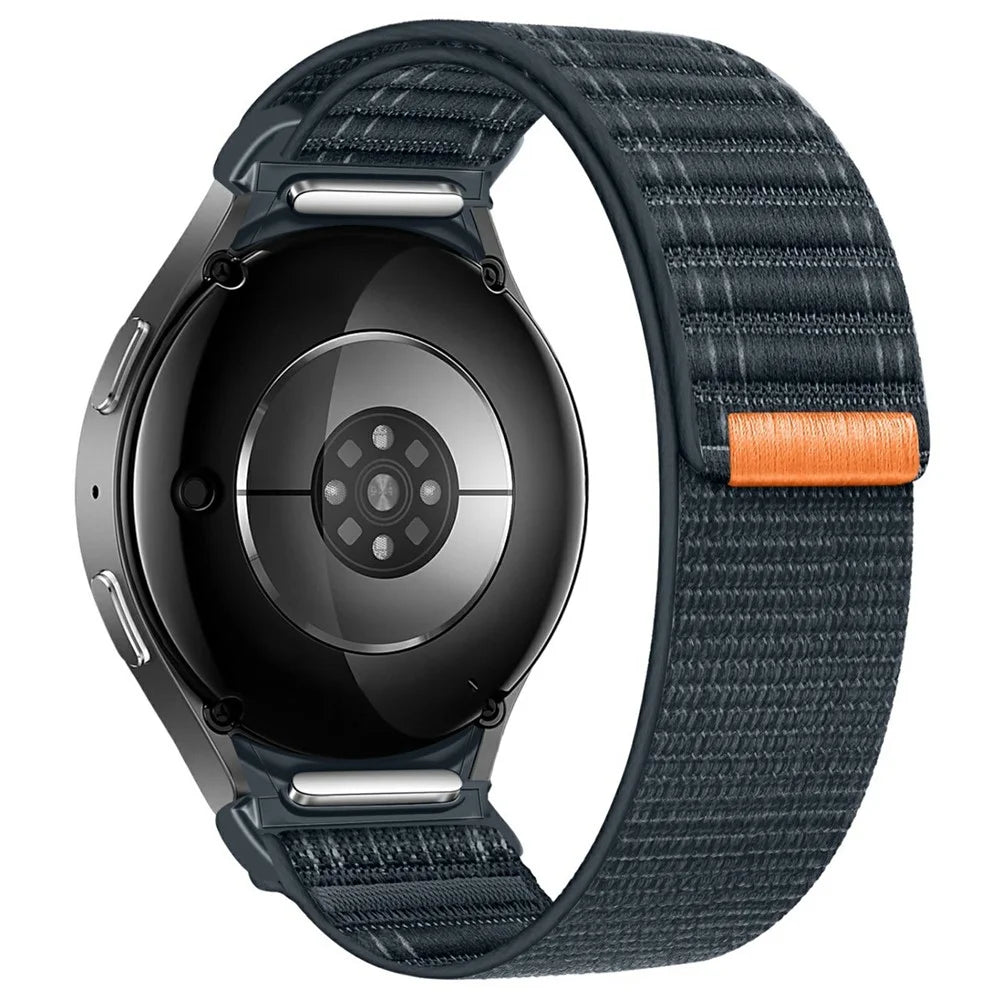 For Samsung Galaxy Watch7 44mm  /  40mm Watch Band Quick Release Button Wave Pattern Magic Tape Nylon Wrist Strap - Dark Blue - 1