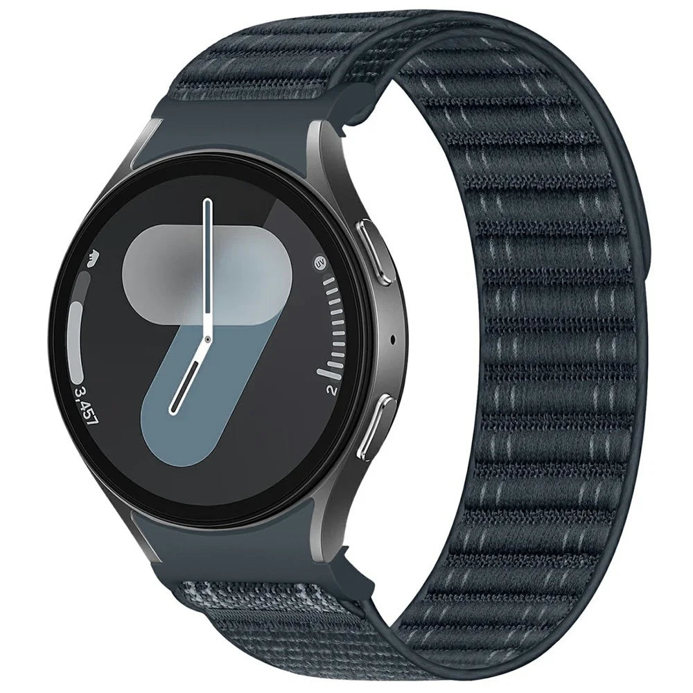 For Samsung Galaxy Watch7 44mm  /  40mm Watch Band Quick Release Button Wave Pattern Magic Tape Nylon Wrist Strap - Dark Blue - 2