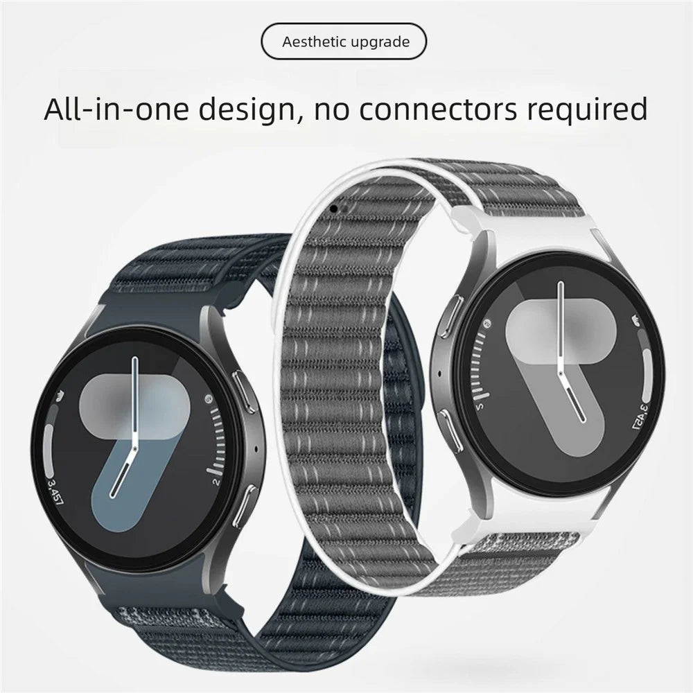 For Samsung Galaxy Watch7 44mm  /  40mm Watch Band Quick Release Button Wave Pattern Magic Tape Nylon Wrist Strap - Dark Blue - 3