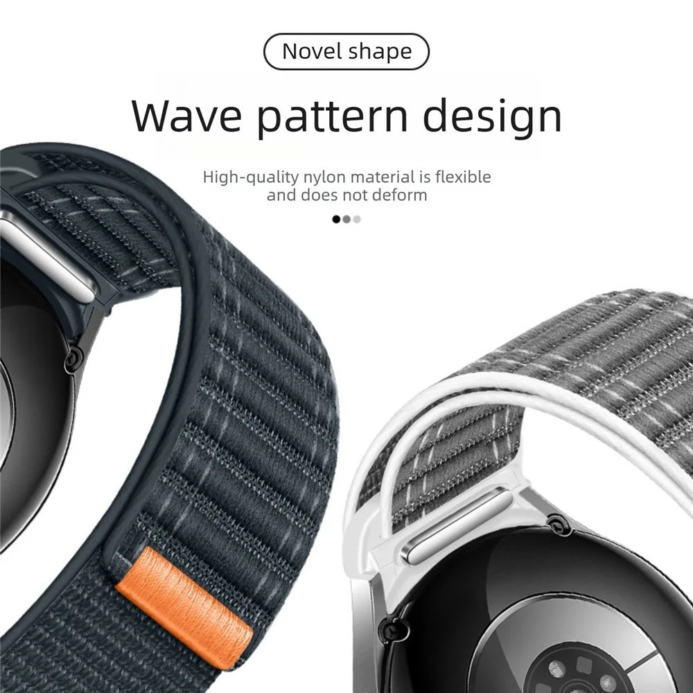 For Samsung Galaxy Watch7 44mm  /  40mm Watch Band Quick Release Button Wave Pattern Magic Tape Nylon Wrist Strap - Dark Blue - 4
