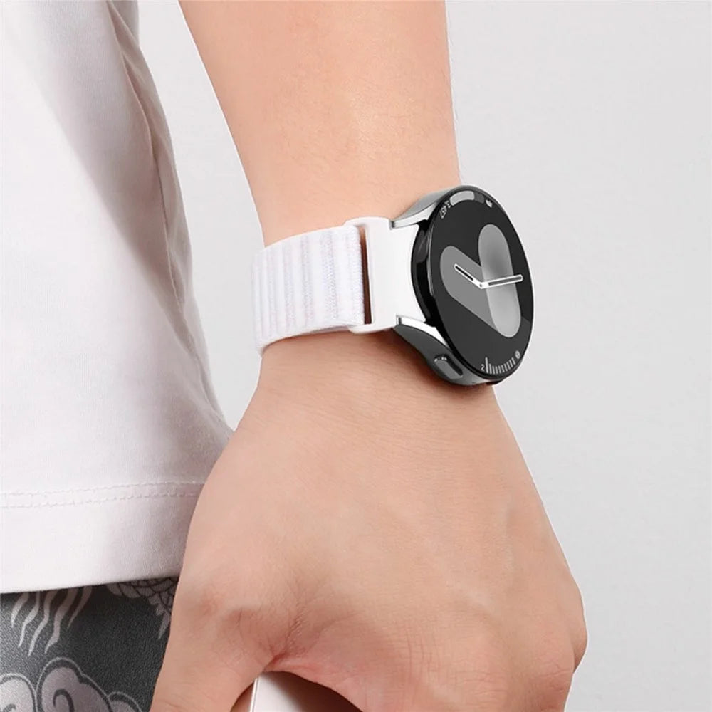 For Samsung Galaxy Watch7 44mm  /  40mm Watch Band Quick Release Button Wave Pattern Magic Tape Nylon Wrist Strap - Dark Blue - 7