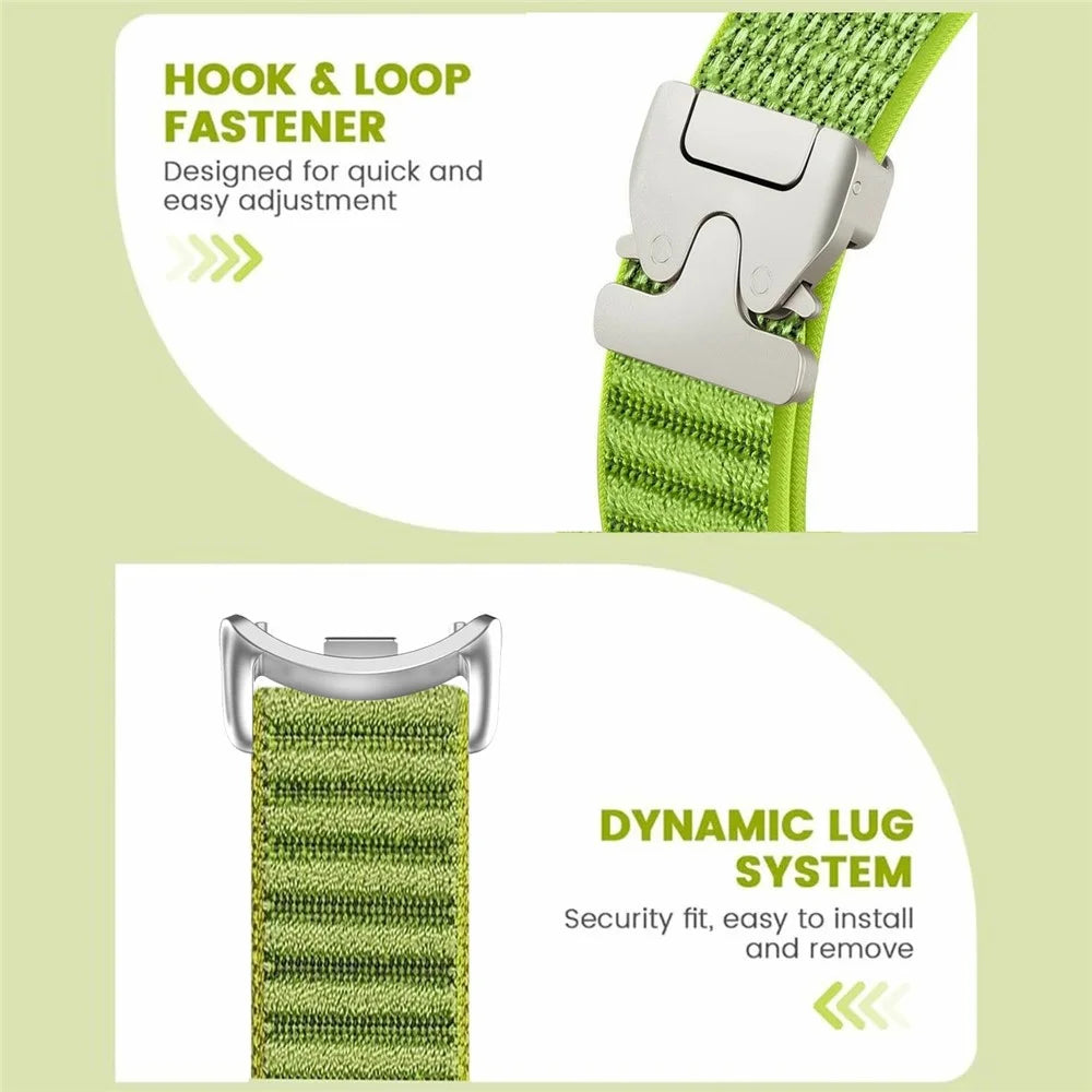 Nylon Watch Band for Xiaomi Smart Band 10  /  9  /  8 Parachute Buckle Woven Wrist Strap with Stainless Steel Connector - Green - 3