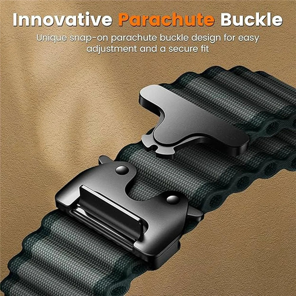 For Samsung Galaxy Watch Ultra2 47mm / Watch Ultra (2025) 47mm / Watch Ultra 47mm Watch Band Parachute Buckle Wide Ripple Pattern Nylon Wrist Strap - Dark Grey  /  Black - 2