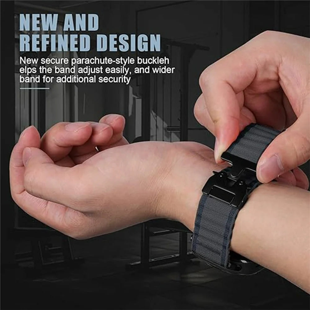 For Samsung Galaxy Watch Ultra2 47mm / Watch Ultra (2025) 47mm / Watch Ultra 47mm Watch Band Parachute Buckle Wide Ripple Pattern Nylon Wrist Strap - Dark Grey  /  Black - 3