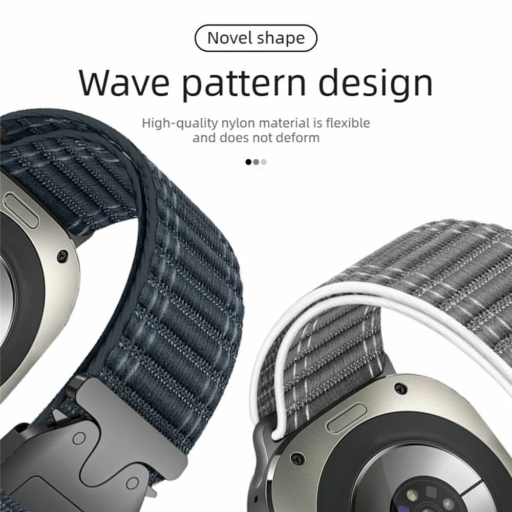 For Samsung Galaxy Watch Ultra2 47mm / Watch Ultra (2025) 47mm / Watch Ultra 47mm Watch Band Parachute Buckle Wave Pattern Nylon Wrist Strap - Black - 2