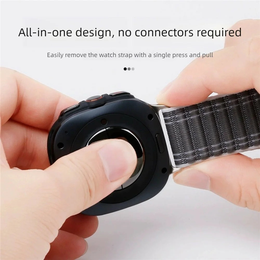 For Samsung Galaxy Watch Ultra2 47mm / Watch Ultra (2025) 47mm / Watch Ultra 47mm Watch Band Parachute Buckle Wave Pattern Nylon Wrist Strap - Black - 3
